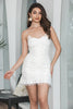 Load image into Gallery viewer, Bodycon Spaghetti Straps Pleated Little White Dresss with Lace