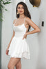 Load image into Gallery viewer, A Line Spaghetti Straps Lace-Up Back Little White Dress