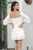 Load image into Gallery viewer, Bodycon Pleated Long Sleeves Little White Dresss