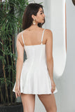 White A-Line Spaghetti Straps Short Graduation Dress