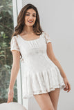 White A-Line Lace Short Graduation Dress