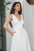 Load image into Gallery viewer, A Line V Neck Sleeveless Little White Dress with Hollow-out Back
