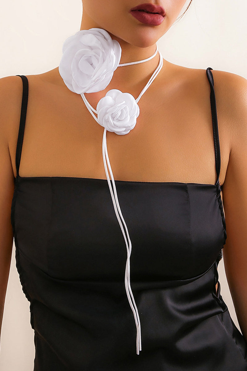 Load image into Gallery viewer, White Rose Flower Chocker For Party