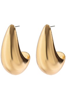 Simple Golden Metal Teardrop Earrings