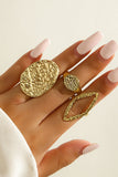 Modern Golden Geometric Rings Set