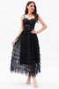 Load image into Gallery viewer, Black A-Line Tulle Tiered Corset Party Dress