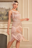 Blush Sparkly Fringes Great Gatsby Dress with Sequins