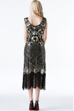 Sparkly Black Golden Fringed Flapper Dress