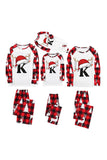 Red and Black Plaid Christmas Hat Printed Family Pajamas Set