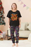 Black and Orange Spider Printed Halloween Family Pajamas Set