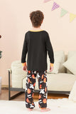 Black Halloween Pumpkin Printed Family Pajamas Set