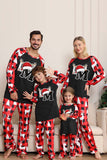 Black Red Deer Pattern Family Christmas Pajamas with Long Sleeve