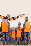 Orange Pumpkin Print Family Halloween Pajamas (Long Sleeves)