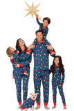 Dark Blue Color Light Bulb Print Family Matching Pajamas Set