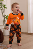 Pumpkin Print Orange Halloween Family Pajamas Set