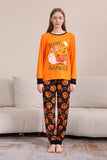 Pumpkin Print Orange Halloween Family Pajamas Set