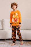 Pumpkin Print Orange Halloween Family Pajamas Set