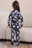 Pumpkin Print Black Matching Halloween One Piece Pajamas