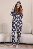 Pumpkin Print Black Matching Halloween One Piece Pajamas