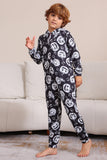 Pumpkin Print Black Matching Halloween One Piece Pajamas