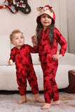 Elk Print Red Matching Christmas One Piece Pajamas