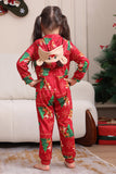 Red Christmas Tree Print Matching Christmas One-Piece Pajamas