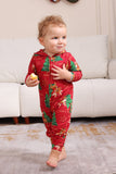 Red Christmas Tree Print Matching Christmas One-Piece Pajamas