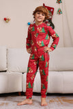 Red Christmas Tree Print Matching Christmas One-Piece Pajamas