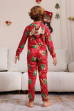 Red Christmas Tree Print Matching Christmas One-Piece Pajamas