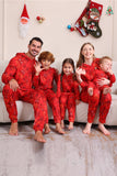 Red Patterned Hooded Family Pajama Set