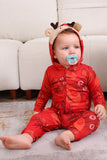 Red Patterned Hooded Family Pajama Set