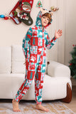 Red and Green Colorblock Christmas Hooded Family Pajama Set