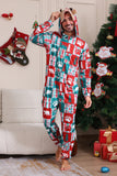 Red and Green Colorblock Christmas Hooded Family Pajama Set