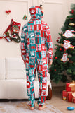 Red and Green Colorblock Christmas Hooded Family Pajama Set