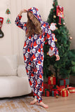 Dark Blue Pajama Set Red Hat Print Family Pajama Set