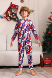 Dark Blue Pajama Set Red Hat Print Family Pajama Set