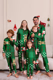 Green Snowflake Plaid Family Pajamas with Reindeer Hood