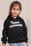 Black Halloween Text Print Hooded Family Sweatshirts