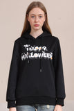 Black Halloween Text Print Hooded Family Sweatshirts