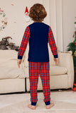 Red Navy Long Sleeves Plaid Pants Christmas Family Matching Pajamas