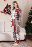 Grey Red One Piece Snowflake Printed Christmas Family Matching Pajamas