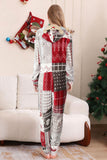 Grey Red One Piece Snowflake Printed Christmas Family Matching Pajamas