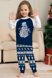 Dark Blue Snowflake Printed Long Sleeves Christmas Family Matching Pajamas