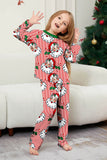 Red Striped Long Sleeves Santa Printed Christmas Family Matching Pajamas