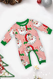 Red Striped Long Sleeves Santa Printed Christmas Family Matching Pajamas