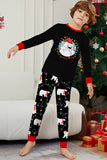 Black Long Sleeves Pear Pattern Printed Christmas Family Matching Pajamas