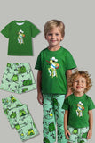 Green Frog Printed Short Sleeves Matching Family Pajamas