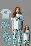 Light Blue Printed Short Sleeves Matching Family Pajamas
