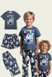 Dark Grey Animal Printed Short Sleeves Family Matching Pajamas