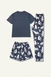 Dark Grey Animal Printed Short Sleeves Family Matching Pajamas